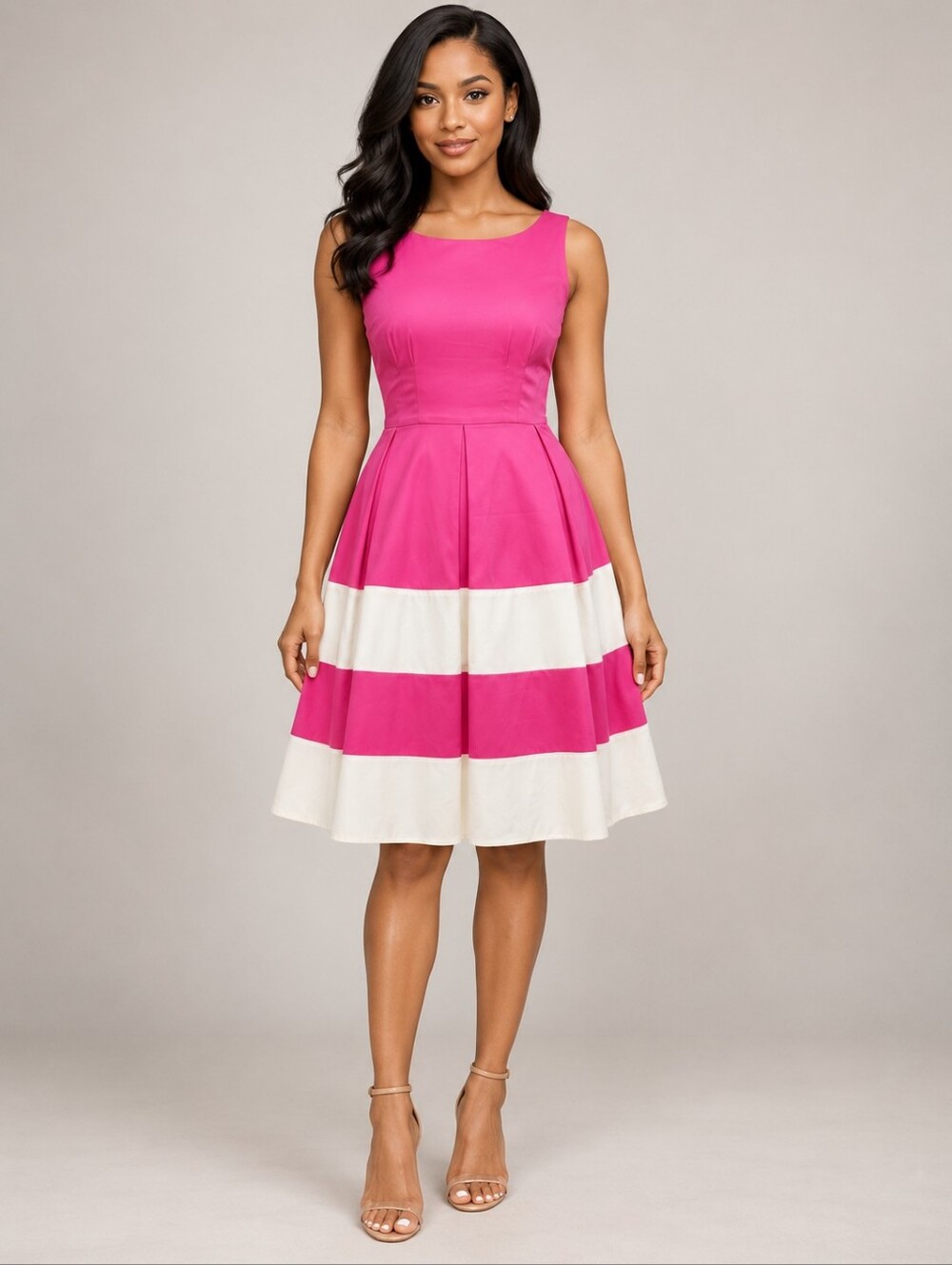 Kate Spade New York  Pink and White Sleeveless Swing Dress - GUC